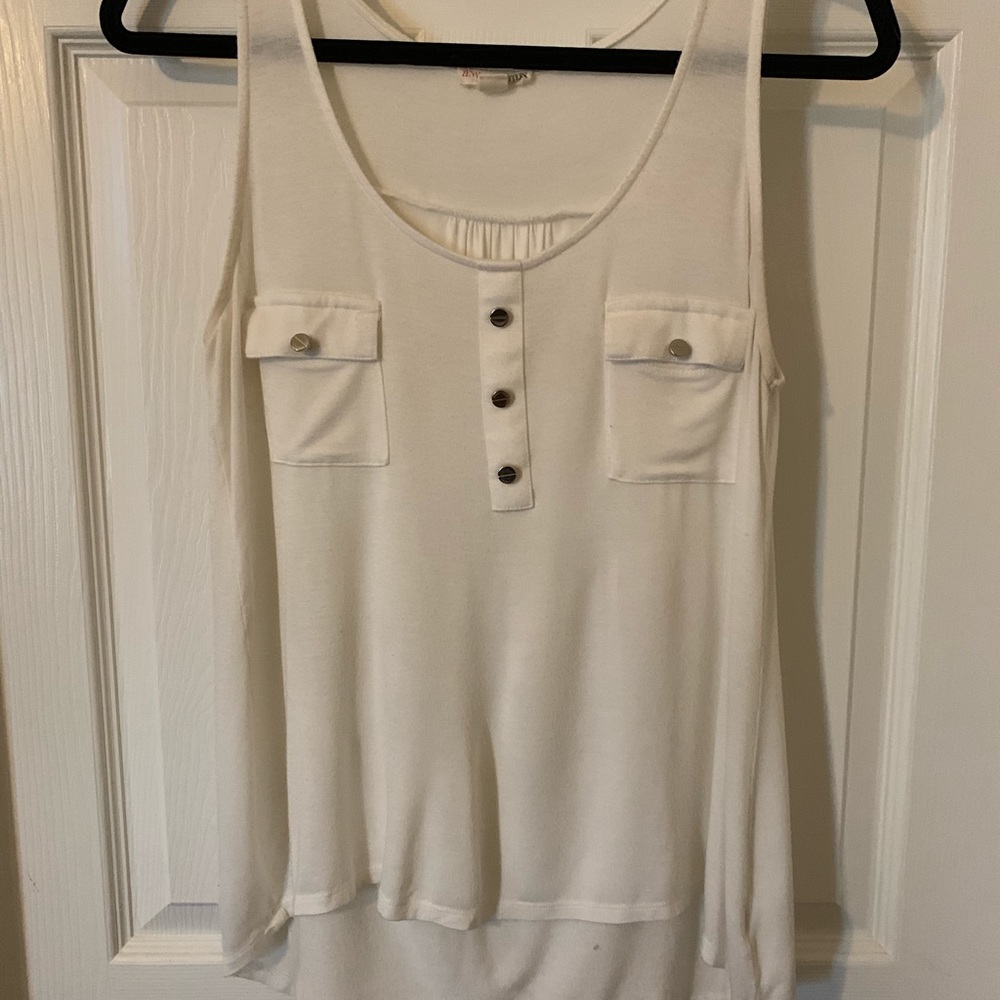 White tank top with silver buttons